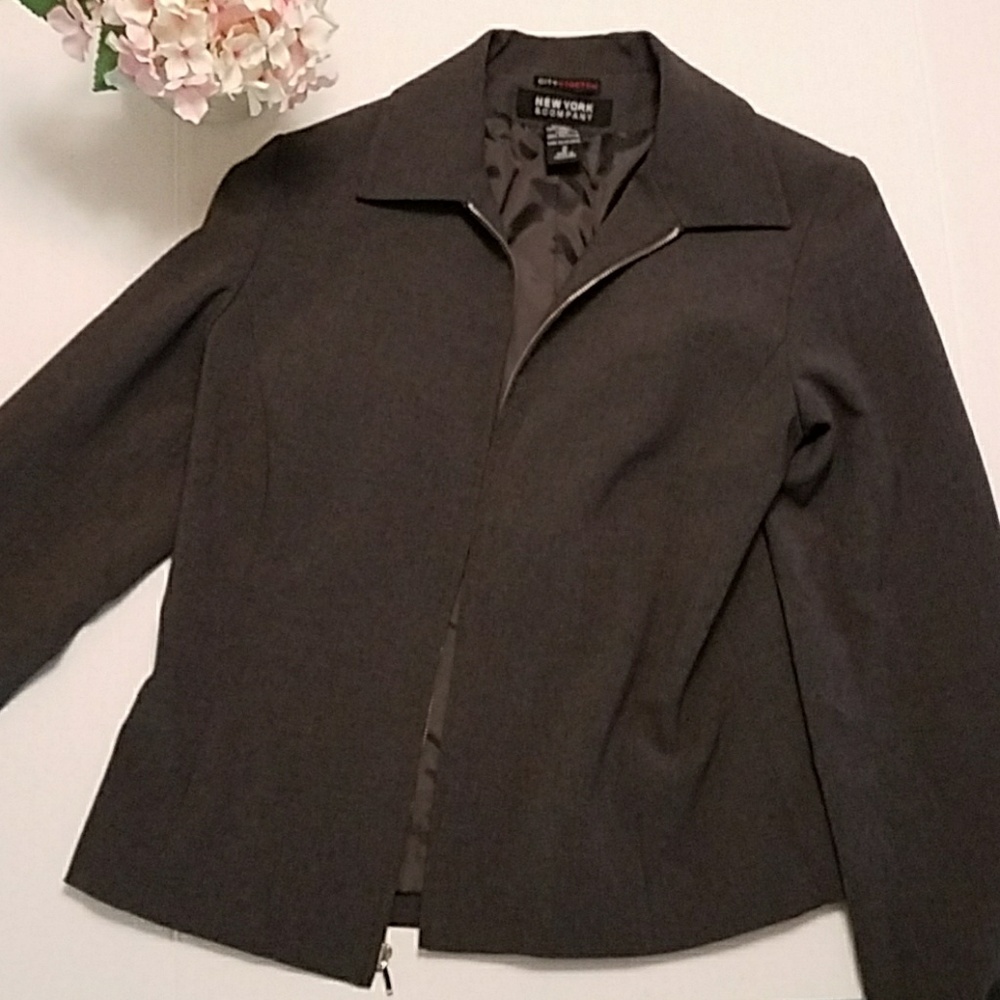 4/$12 NY&Co Gray City Stretch Zip Jacket/Blazer